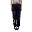 Golden Flowers And Leaves On A Black Background Women s Jogger Sweatpants View2