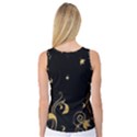 Golden Flowers And Leaves On A Black Background Women s Basketball Tank Top View2