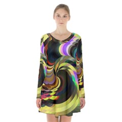 Spiral Of Tubes Long Sleeve Velvet V-neck Dress