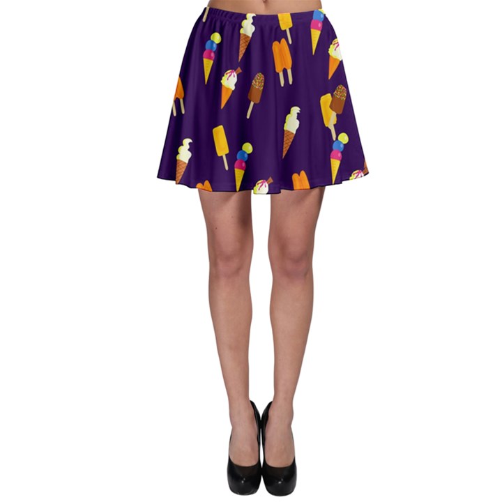 Seamless Cartoon Ice Cream And Lolly Pop Tilable Design Skater Skirt