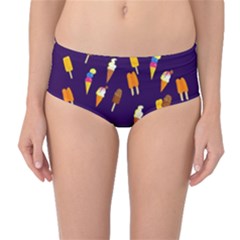 Seamless Cartoon Ice Cream And Lolly Pop Tilable Design Mid-waist Bikini Bottoms by Nexatart