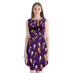 Seamless Cartoon Ice Cream And Lolly Pop Tilable Design Sleeveless Chiffon Dress   by Nexatart