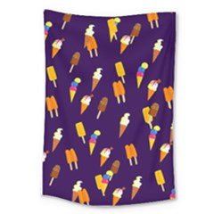 Seamless Cartoon Ice Cream And Lolly Pop Tilable Design Large Tapestry by Nexatart