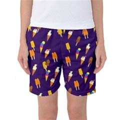 Seamless Cartoon Ice Cream And Lolly Pop Tilable Design Women s Basketball Shorts by Nexatart