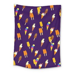 Seamless Cartoon Ice Cream And Lolly Pop Tilable Design Medium Tapestry