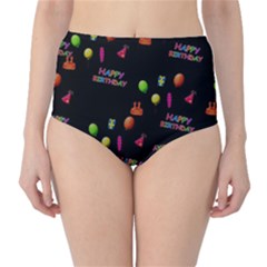 Cartoon Birthday Tilable Design High-waist Bikini Bottoms by Nexatart