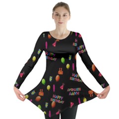 Cartoon Birthday Tilable Design Long Sleeve Tunic 