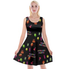 Cartoon Birthday Tilable Design Reversible Velvet Sleeveless Dress by Nexatart