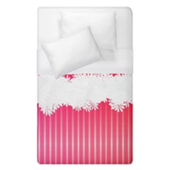 Digitally Designed Pink Stripe Background With Flowers And White Copyspace Duvet Cover (single Size)