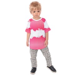 Digitally Designed Pink Stripe Background With Flowers And White Copyspace Kids  Raglan Tee