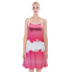 Digitally Designed Pink Stripe Background With Flowers And White Copyspace Spaghetti Strap Velvet Dress by Nexatart