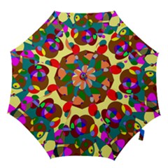 Abstract Digital Circle Computer Graphic Hook Handle Umbrellas (Medium)