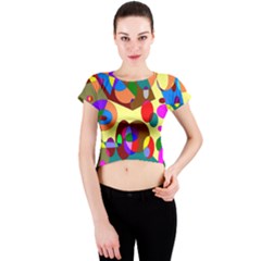 Abstract Digital Circle Computer Graphic Crew Neck Crop Top