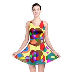 Abstract Digital Circle Computer Graphic Reversible Skater Dress