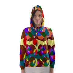 Abstract Digital Circle Computer Graphic Hooded Wind Breaker (Women)