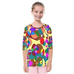 Abstract Digital Circle Computer Graphic Kids  Quarter Sleeve Raglan Tee