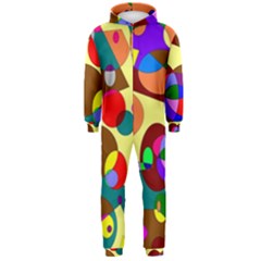 Abstract Digital Circle Computer Graphic Hooded Jumpsuit (Men) 