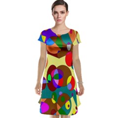 Abstract Digital Circle Computer Graphic Cap Sleeve Nightdress