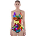 Abstract Digital Circle Computer Graphic Cut-Out One Piece Swimsuit View1