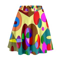 Abstract Digital Circle Computer Graphic High Waist Skirt