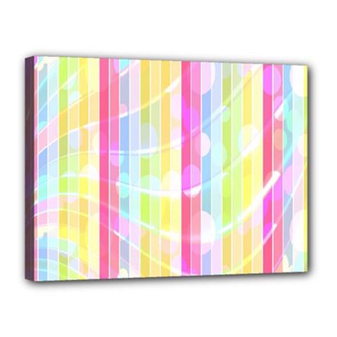 Abstract Stipes Colorful Background Circles And Waves Wallpaper Canvas 16  X 12  by Nexatart