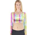 Abstract Stipes Colorful Background Circles And Waves Wallpaper Long Sleeve Crop Top View1