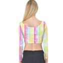 Abstract Stipes Colorful Background Circles And Waves Wallpaper Long Sleeve Crop Top View2