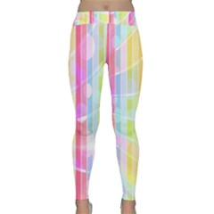 Abstract Stipes Colorful Background Circles And Waves Wallpaper Classic Yoga Leggings by Nexatart