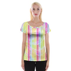 Abstract Stipes Colorful Background Circles And Waves Wallpaper Women s Cap Sleeve Top by Nexatart