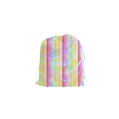 Abstract Stipes Colorful Background Circles And Waves Wallpaper Drawstring Pouches (xs)  by Nexatart