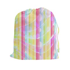 Abstract Stipes Colorful Background Circles And Waves Wallpaper Drawstring Pouches (xxl) by Nexatart