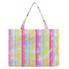 Abstract Stipes Colorful Background Circles And Waves Wallpaper Medium Zipper Tote Bag