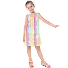 Abstract Stipes Colorful Background Circles And Waves Wallpaper Kids  Sleeveless Dress