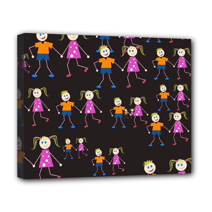 Kids Tile A Fun Cartoon Happy Kids Tiling Pattern Deluxe Canvas 20  x 16  