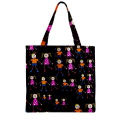 Kids Tile A Fun Cartoon Happy Kids Tiling Pattern Zipper Grocery Tote Bag by Nexatart