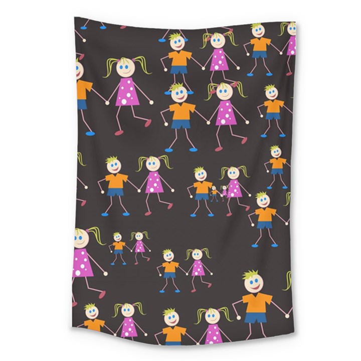 Kids Tile A Fun Cartoon Happy Kids Tiling Pattern Large Tapestry