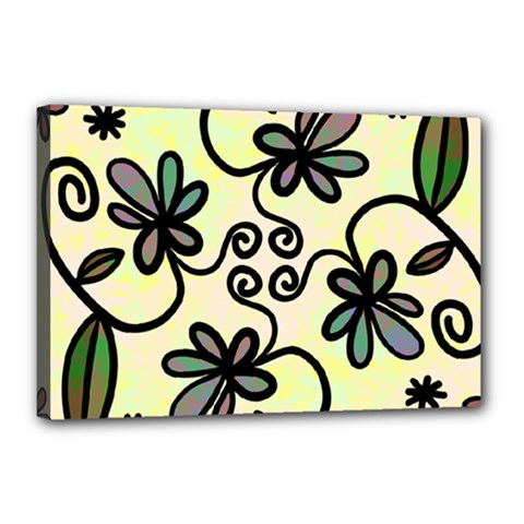 Completely Seamless Tileable Doodle Flower Art Canvas 18  X 12  by Nexatart