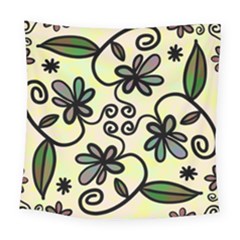 Completely Seamless Tileable Doodle Flower Art Square Tapestry (large)