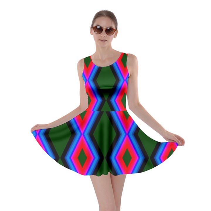 Quadrate Repetition Abstract Pattern Skater Dress