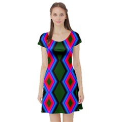 Quadrate Repetition Abstract Pattern Short Sleeve Skater Dress by Nexatart