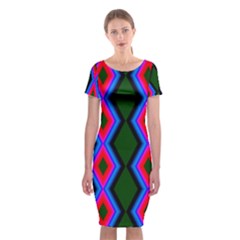 Quadrate Repetition Abstract Pattern Classic Short Sleeve Midi Dress by Nexatart