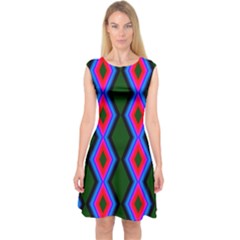 Quadrate Repetition Abstract Pattern Capsleeve Midi Dress by Nexatart