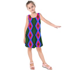 Quadrate Repetition Abstract Pattern Kids  Sleeveless Dress by Nexatart