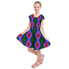 Quadrate Repetition Abstract Pattern Kids  Short Sleeve Dress by Nexatart