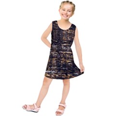 Wood Texture Dark Background Pattern Kids  Tunic Dress