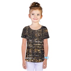 Wood Texture Dark Background Pattern Kids  One Piece Tee