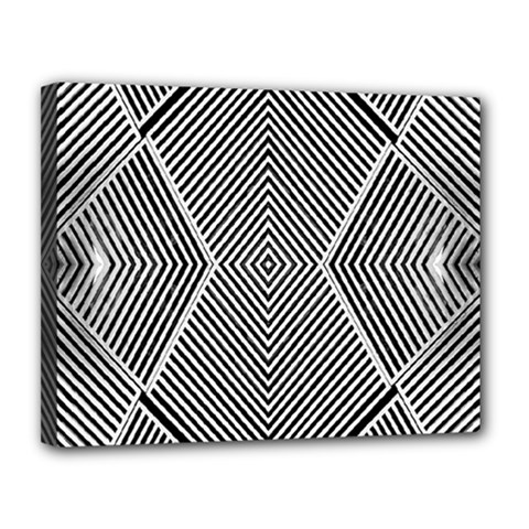 Black And White Line Abstract Canvas 14  X 11  by Nexatart