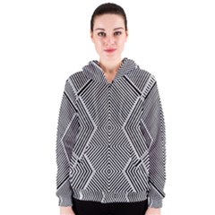 Black And White Line Abstract Women s Zipper Hoodie by Nexatart