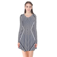 Black And White Line Abstract Flare Dress by Nexatart