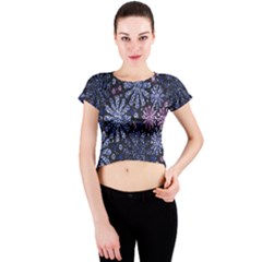 Pixel Pattern Colorful And Glittering Pixelated Crew Neck Crop Top by Nexatart